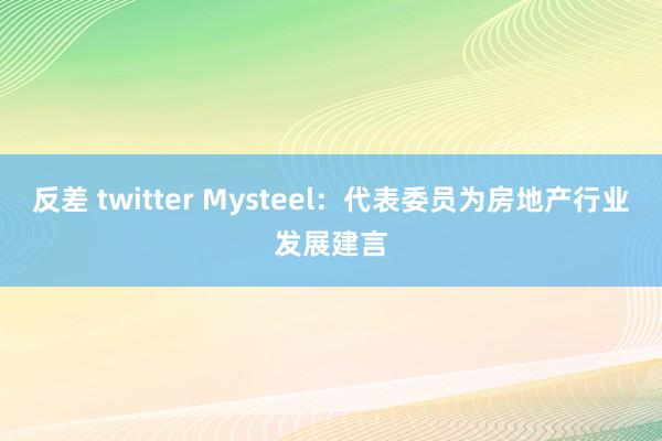 反差 twitter Mysteel：代表委员为房地产行业发展建言