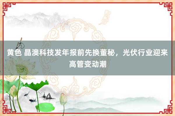 黄色 晶澳科技发年报前先换董秘，光伏行业迎来高管变动潮