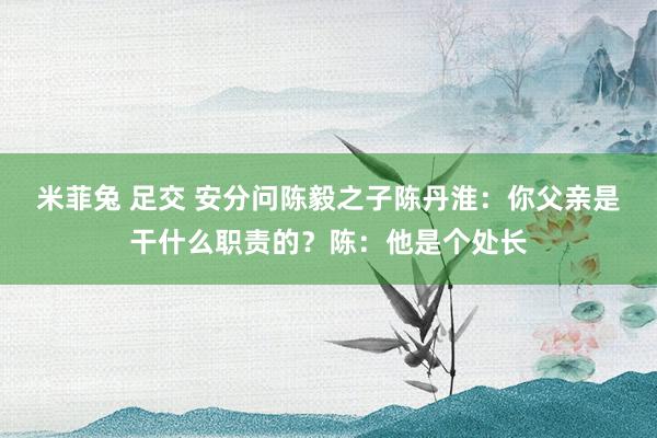 米菲兔 足交 安分问陈毅之子陈丹淮：你父亲是干什么职责的？陈：他是个处长