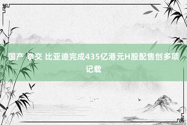国产 拳交 比亚迪完成435亿港元H股配售创多项记载