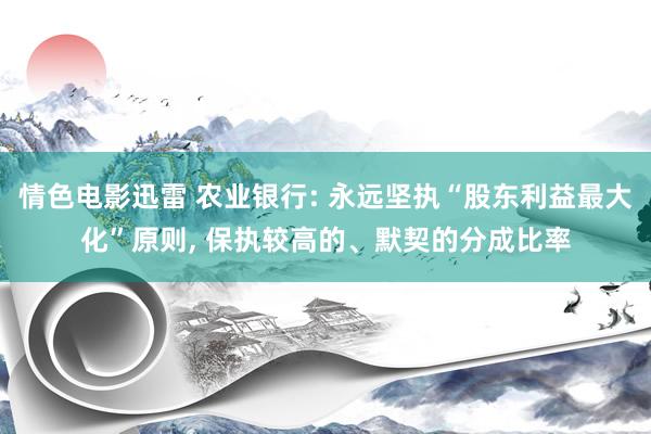 情色电影迅雷 农业银行: 永远坚执“股东利益最大化”原则, 保执较高的、默契的分成比率