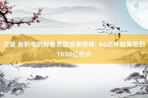 三级 台积电的好意思国投资困局: 66亿补贴背后的1650亿代价