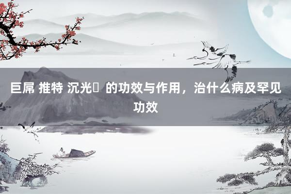 巨屌 推特 沉光​的功效与作用，治什么病及罕见功效