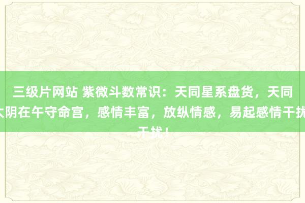 三级片网站 紫微斗数常识：天同星系盘货，天同太阴在午守命宫，感情丰富，放纵情感，易起感情干扰！